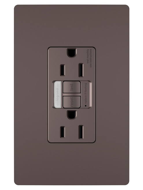 Legrand - 1597NTLTRDBCC4 - Tamper-Resistant 15A Duplex Self-Test GFCI Receptacles with SafeLock Protection and Night Light - radiant - Dark Bronze
