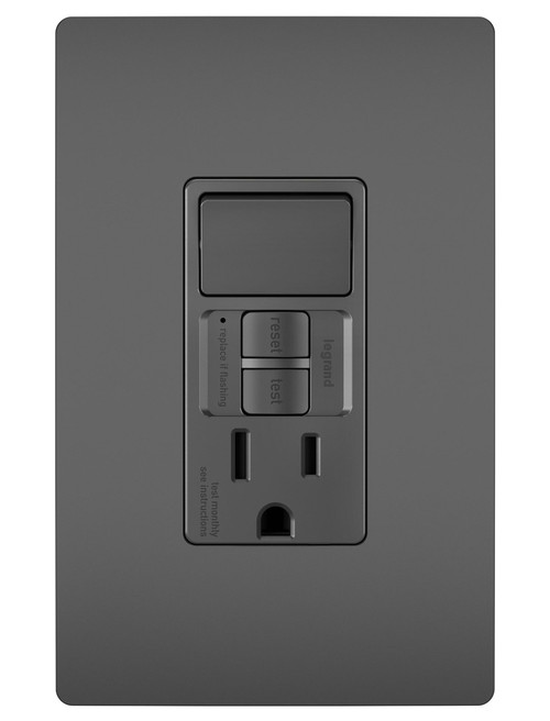 Legrand - 1597SWTTRBKCCD4 - Combination Single Pole Switch and Tamper-Reistant 15A Duplex Self-Test GFCI Receptacles w SafeLock - radiant - Black