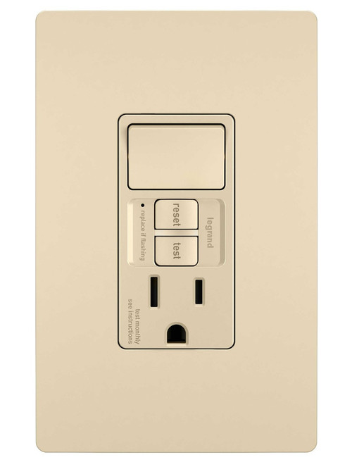 Legrand - 1597SWTTRICCD4 - Combination Single Pole Switch and Tamper-Reistant 15A Duplex Self-Test GFCI Receptacles w SafeLock - radiant - Ivory