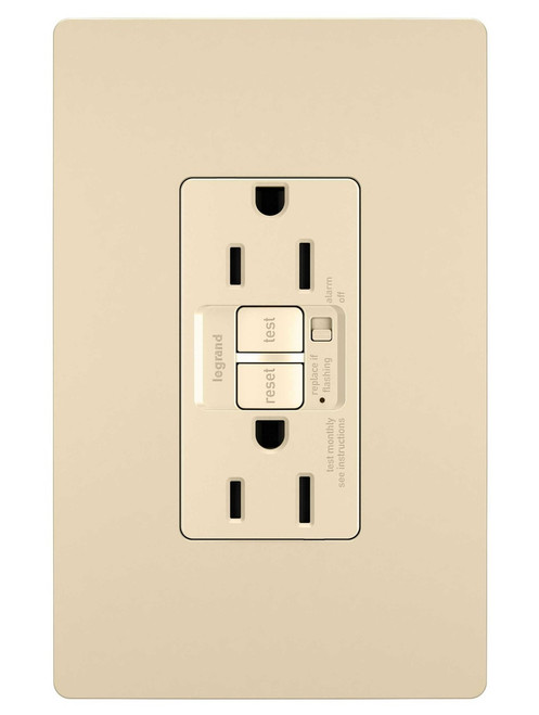 Legrand - 1597TRAI - Tamper-Resistant 15A Duplex Self-Test GFCI Receptacles with Audible Alarm and SafeLock Protection - radiant - Ivory