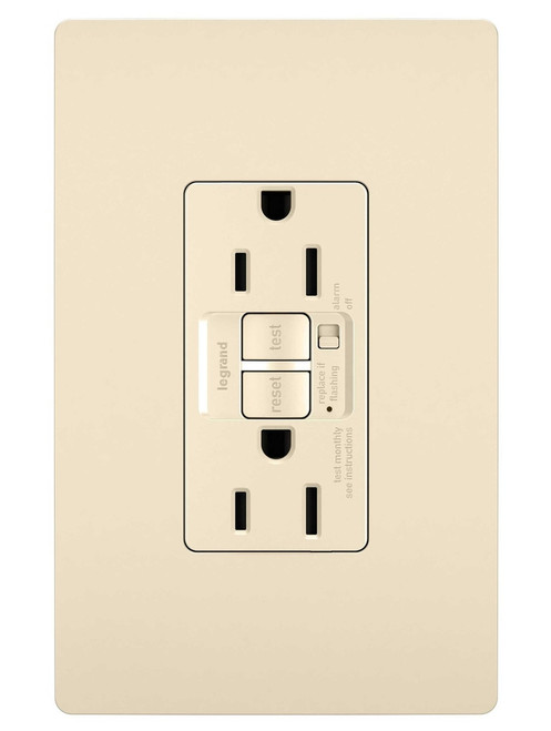 Legrand - 1597TRALA - Tamper-Resistant 15A Duplex Self-Test GFCI Receptacles with Audible Alarm and SafeLock Protection - radiant - Light Almond