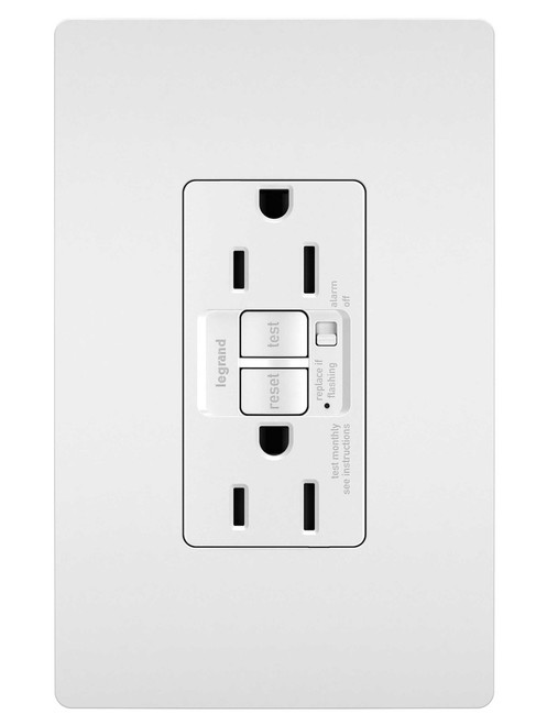 Legrand - 1597TRAW - Tamper-Resistant 15A Duplex Self-Test GFCI Receptacles with Audible Alarm and SafeLock Protection - radiant - White