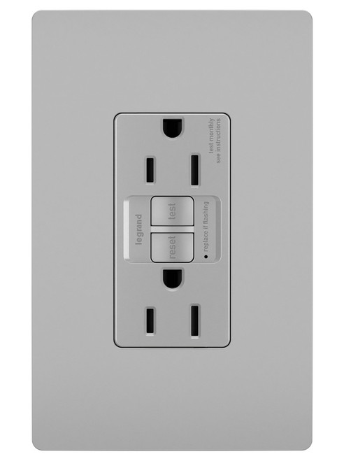 Legrand - 1597TRGRY - Tamper-Resistant 15A Duplex Self-Test GFCI Receptacles with SafeLock Protection - radiant - Gray