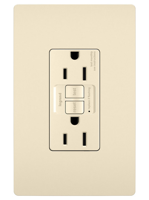 Legrand - 1597TRLA - Tamper-Resistant 15A Duplex Self-Test GFCI Receptacles with SafeLock Protection - radiant - Light Almond