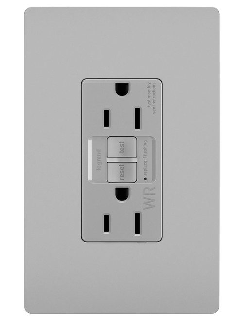 Legrand - 1597TRWRGRY - Tamper-Resistant Weather-Resistant 15A Duplex Self-Test GFCI Receptacles with SafeLock Protection - radiant - Gray