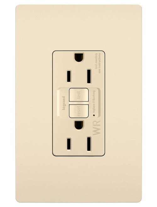 Legrand - 1597TRWRLA - Tamper-Resistant Weather-Resistant 15A Duplex Self-Test GFCI Receptacles with SafeLock Protection - radiant - Light Almond