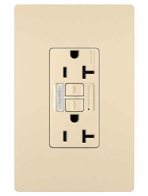 Legrand - 2097NTLTRI - Tamper-Resistant 20A Duplex Self-Test GFCI Receptacles with SafeLock Protection and Night Light - radiant - Ivory
