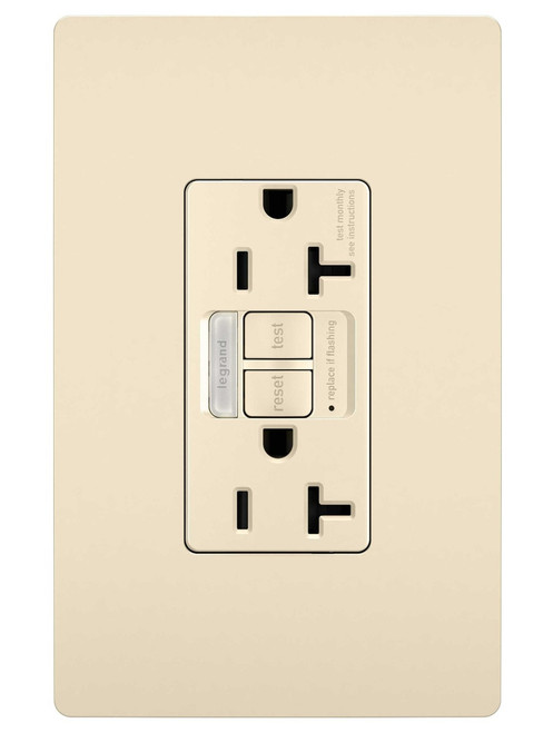 Legrand - 2097NTLTRLA - Tamper-Resistant 20A Duplex Self-Test GFCI Receptacles with SafeLock Protection and Night Light - radiant - Light Almond