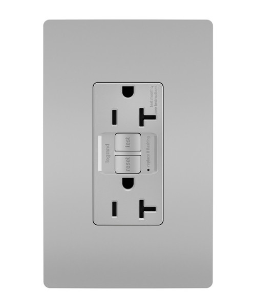 Legrand - 2097TRGRY - Tamper-Resistant 20A Duplex Self-Test GFCI Receptacle with SafeLock Protection - radiant - Gray