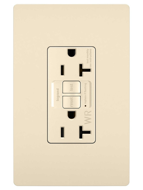 Legrand - 2097TRWRLA - Tamper-Resistant Weather-Resistant 20A Duplex Self-Test GFCI Receptacles with SafeLock Protection - radiant - Light Almond
