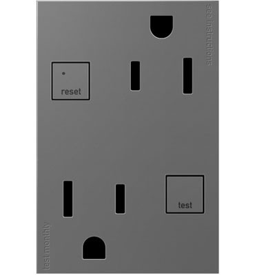 Legrand - AGFTR2153M4 - Plus Size Tamper-Resistant 15A Duplex Self-Test GFCI Receptacles - adorne - Magnesium