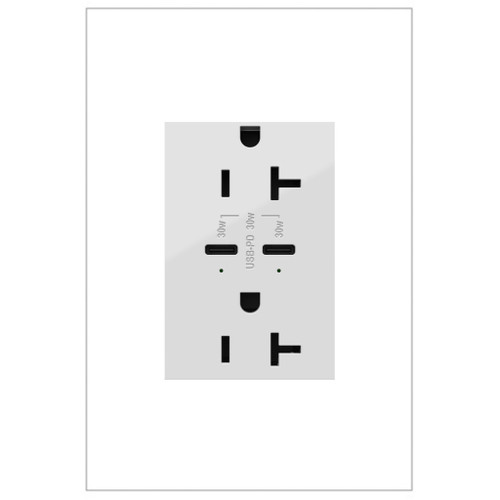 Legrand - ARTRUSB20PD30W4 - 20A Tamper-Resistant Ultra-Fast Plus Power Delivery USB Type-C/C Outlet Plus-Size - adorne - White