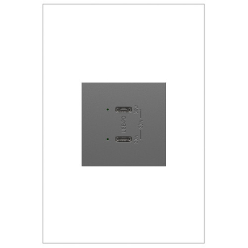 Legrand - ARUSB30PDM4 - Ultra-Fast Plus Power Delivery USB Type-C/C Outlet Module - adorne - Magnesium