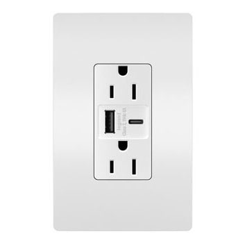 Legrand - R26USBAC6W - 15A Tamper-Resistant Ultra-Fast USB Type A/C Outlet - radiant - White