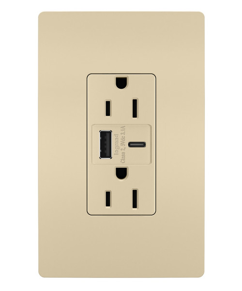 Legrand - R26USBACI - 15A Tamper-Resistant USB Type A/C Outlet - radiant - Ivory