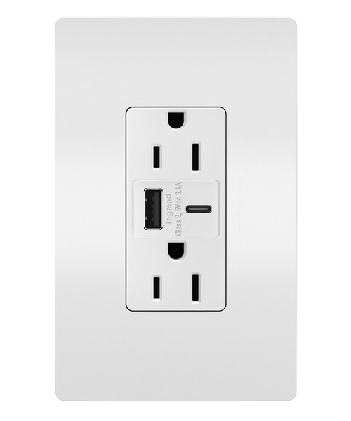 Legrand - R26USBACW - 15A Tamper-Resistant USB Type A/C Outlet - radiant - White