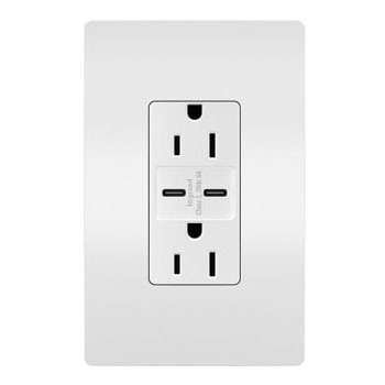Legrand - R26USBCC6W - 15A Tamper-Resistant Ultra-Fast USB Type C/C Outlet - radiant - White