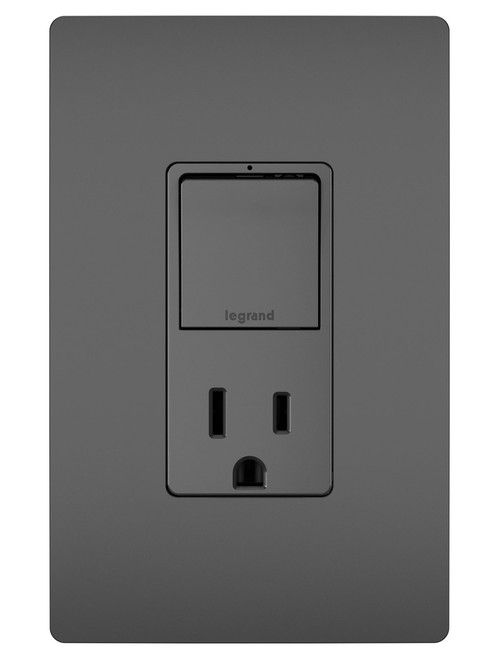 Legrand - RCD38TRBK - Single Pole/3-Way Switch with 15A Tamper-Resistant Outlet - radiant - Black