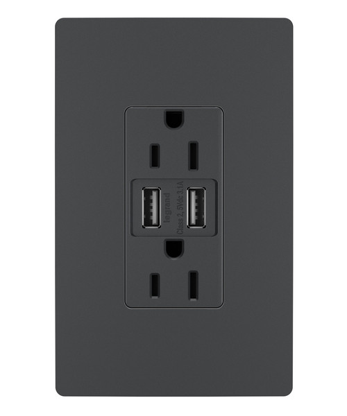Legrand - TM826USBGCCV4 - 15A Tamper-Resistant USB Outlet - radiant - Graphite