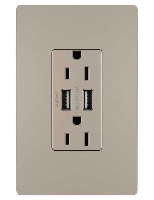 Legrand - TM826USBNICC6 - 15A Tamper-Resistant USB Outlet - radiant - Nickel