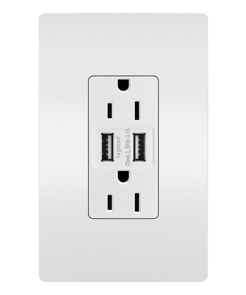 Legrand - TM826USBW - 15A Tamper-Resistant USB Outlet - radiant - White
