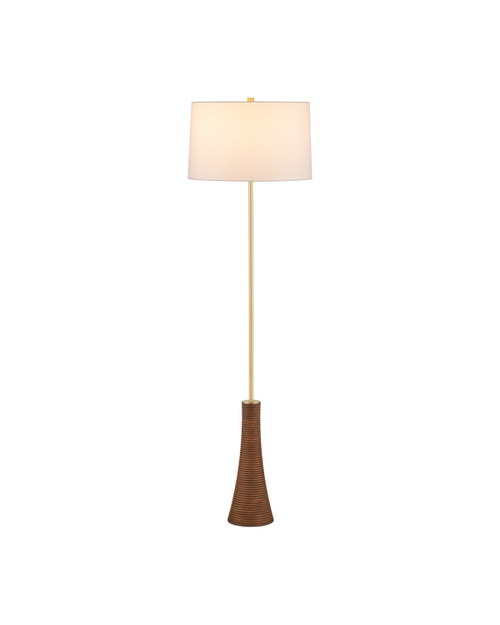 Currey and Company - 8000-0175 - One Light Floor Lamp - Lathe - Natural/Brushed Brass