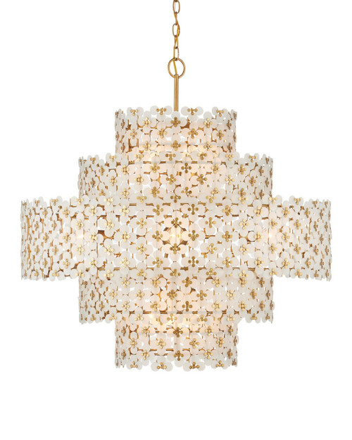 Currey and Company - 9000-1331 - 12 Light Chandelier - Spring Flower - Frosted/Brass