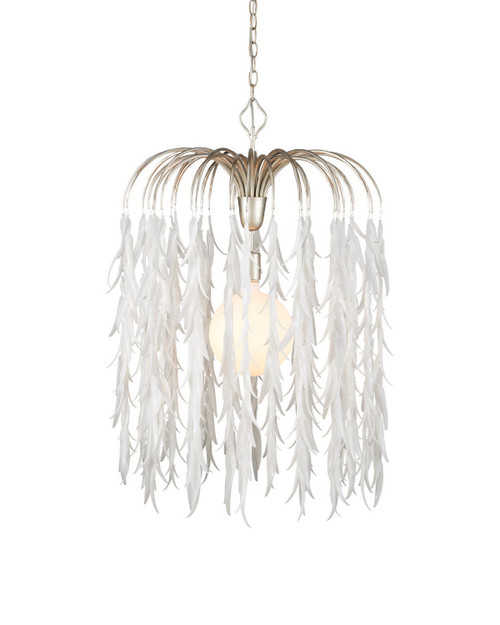 Currey and Company - 9000-1335 - One Light Pendant - Glen Arbor - White/Contemporary Silver Leaf/Contemporary Silver