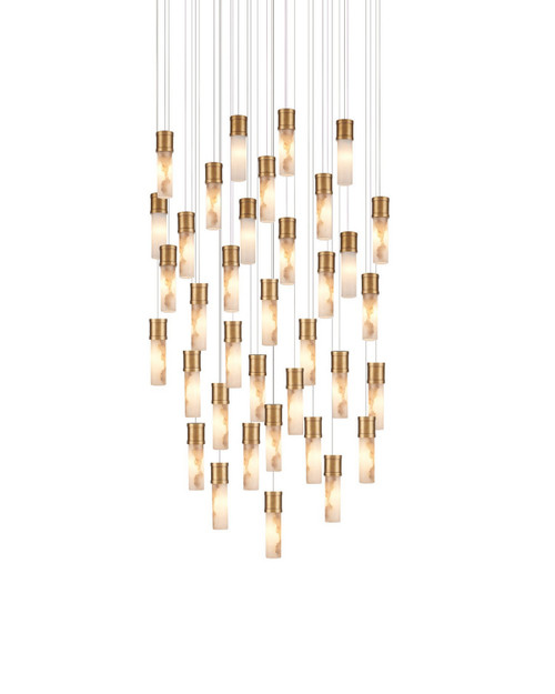 Currey and Company - 9000-1385 - 36 Light Pendant - Cannula - Vintage Brass/White/Silver