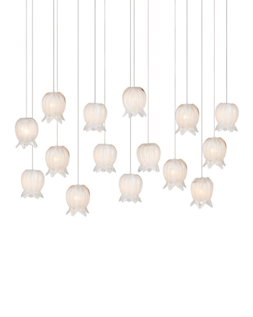 Currey and Company - 9000-1407 - 15 Light Pendant - Polpo - White/Silver