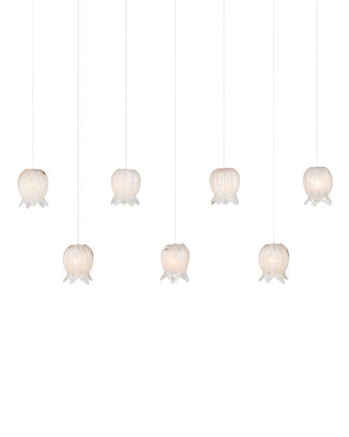 Currey and Company - 9000-1410 - Seven Light Pendant - Polpo - White/Silver