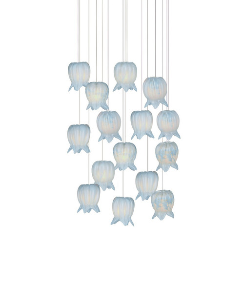 Currey and Company - 9000-1414 - 15 Light Pendant - Polpo - Blue/Silver