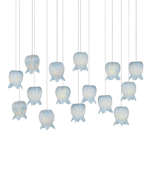 Currey and Company - 9000-1415 - 15 Light Pendant - Polpo - Blue/Silver