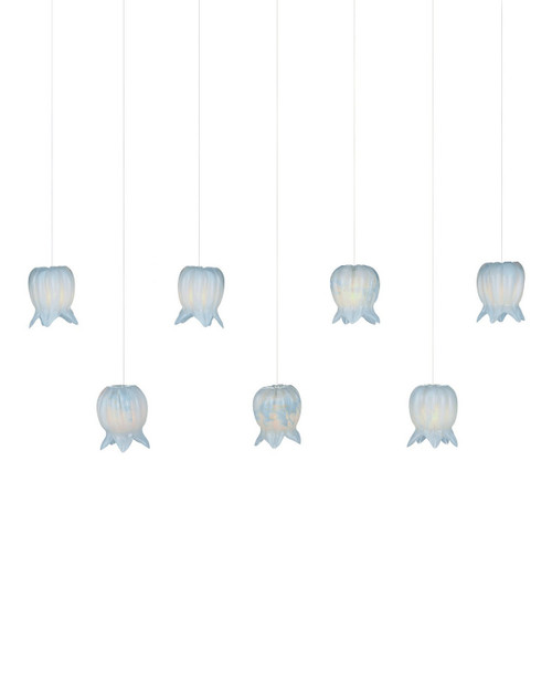 Currey and Company - 9000-1418 - Seven Light Pendant - Polpo - Blue/Silver
