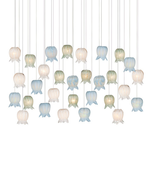 Currey and Company - 9000-1423 - 30 Light Pendant - Polpo - Blue/Green/White/Silver