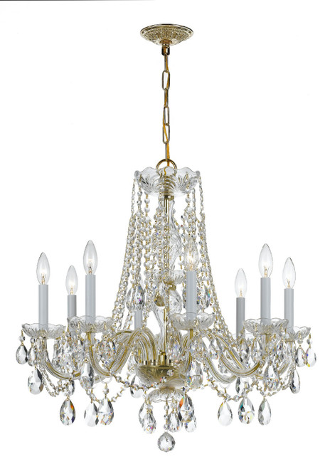 Crystorama - 1138-PB-CL-MWP - Eight Light Chandelier - Traditional Crystal - Polished Brass