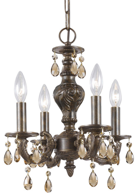 Crystorama - 5024-VB-GT-MWP - Four Light Mini Chandelier - Paris Market - Venetian Bronze