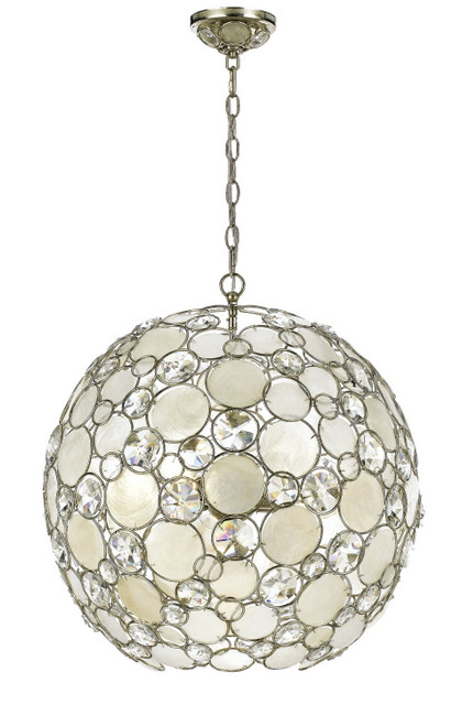 Crystorama - 529-SA - Six Light Chandelier - Palla - Antique Silver