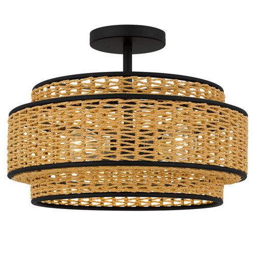 Quoizel - TET1716MBK - Three Light Semi-Flush Mount - Teton - Matte Black