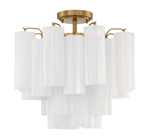 Crystorama - ADD-300-AG-WH_CEILING - Four Light Semi Flush Mount - Addis - Aged Brass