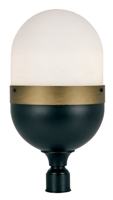 Crystorama - CAP-8509-MK-TG - Three Light Outdoor Post Mount - Capsule - Matte Black + Textured Gold