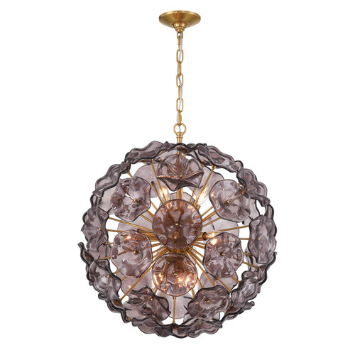 Crystorama - ESM-4006-AG-SM - Nine Light Pendant - Esme - Aged Brass