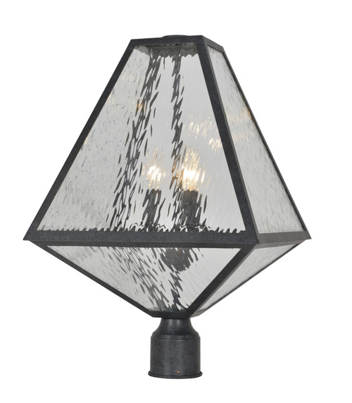 Crystorama - GLA-9709-WT-BC - Three Light Outdoor Post Mount - Glacier - Black Charcoal