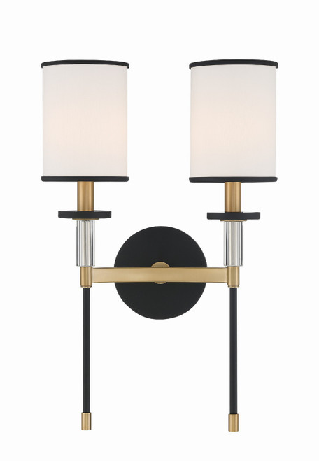 Crystorama - HAT-472-BF-VG - Two Light Wall Sconce - Hatfield - Black Forged + Vibrant Gold