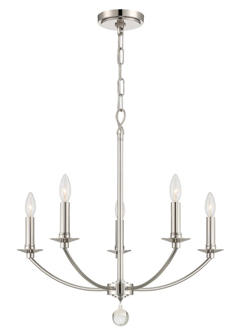 Crystorama - MIL-8005-PN - Five Light Chandelier - Mila - Polished Nickel