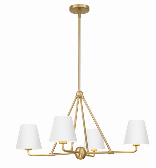 Crystorama - XAV-B9304-VG-WH - Four Light Chandelier - Xavier - Vibrant Gold