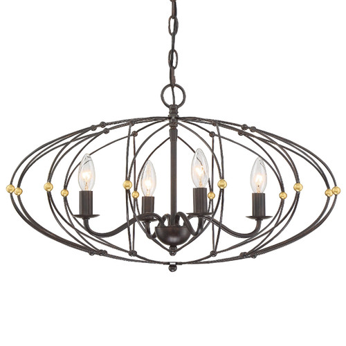 Crystorama - ZUC-A9034-EB-GA - Four Light Chandelier - Zucca - English Bronze + Antique Gold
