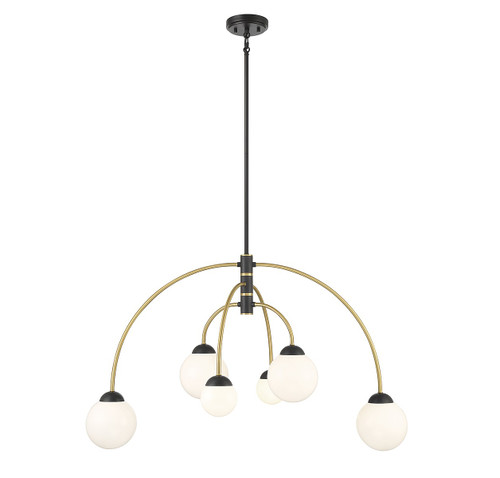 Meridian - M100114MBKNB - LED Chandelier - Matte Black with Natural Brass