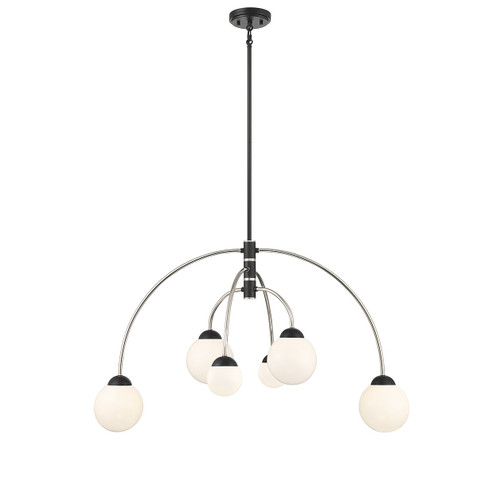 Meridian - M100114MBKPN - Six Light Chandelier - Matte Black with Polished Nickel