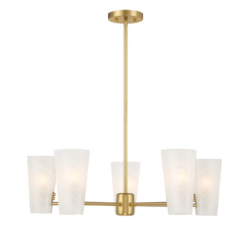 Meridian - M100130NB - Five Light Chandelier - Natural Brass